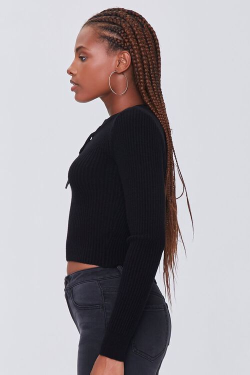 BLACK Ribbed Lace-Up Top, image 2