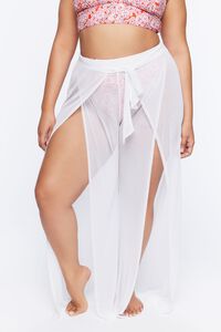 WHITE Plus Size Mesh Swim Cover-Up Pants, image 2