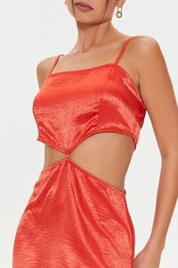 POMPEIAN RED  Satin Cutout Mini Dress, image 5