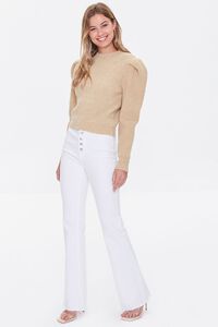 CAMEL Ribbed Puff-Sleeve Sweater, image 4