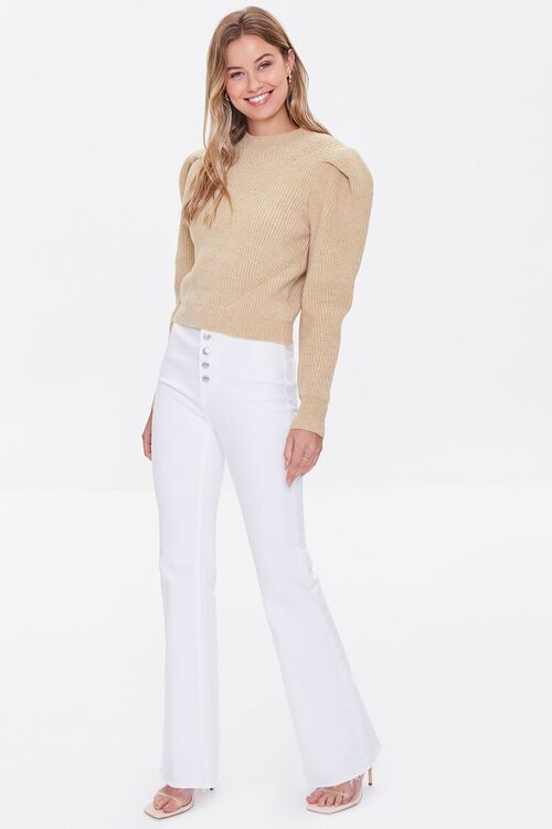 CAMEL Ribbed Puff-Sleeve Sweater, image 4