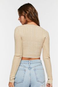 TAUPE Cropped Rib-Knit Sweater, image 3