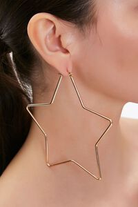 GOLD Cutout Star Pendant Hoop Earrings, image 1