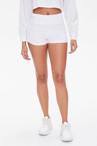 WHITE Ruched Cotton-Blend Shorts, image 2