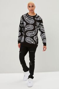 BLACK/WHITE Paisley Long-Sleeve Sweater, image 5