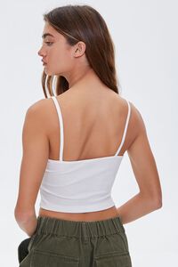 WHITE Ribbed Knit Cropped Cami, image 3