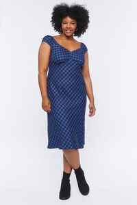 BLUE/MULTI Plus Size Plaid Midi Dress, image 4