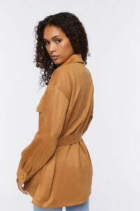 TAN Faux Suede Trench Jacket, image 3
