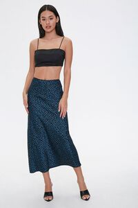 BLACK/TEAL Satin Spotted Print Skirt, image 4