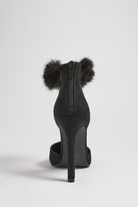 BLACK Faux Fur Ankle Strap Heels, image 3
