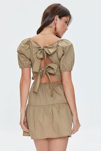 BROWN Tie-Back Poplin Mini Dress, image 3