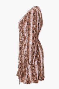 BROWN/BLACK Plus Size Faux Snakeskin Wrap Dress, image 2