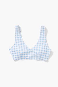 BLUE/WHITE Plus Size Gingham Bralette Bikini Top, image 4