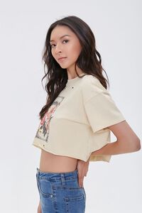 TAUPE/MULTI Distressed Floral Cropped Tee, image 3