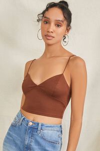 BROWN Cord-Strap Cropped Cami, image 1