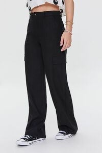 BLACK Linen-Blend Cargo Pants, image 3