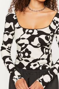 BLACK/MULTI Abstract Floral Print Top, image 5