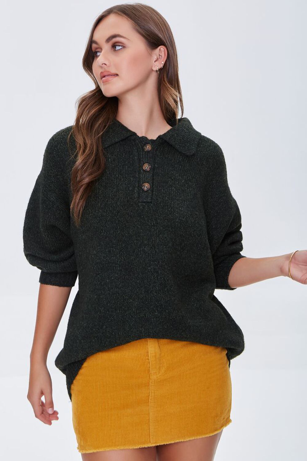 OLIVE Marled Half-Buttoned Sweater, image 1