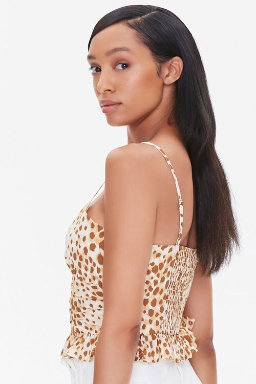 BROWN/IVORY Leopard Print Flounce Cami, image 2