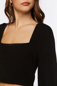 BLACK Rib-Knit Cropped Sweater, image 5