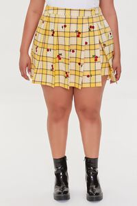 YELLOW/RED Plus Size Plaid Cherry Embroidered Skort, image 2
