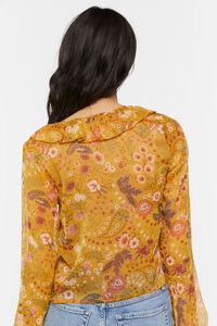 GOLD/MULTI Floral Print Ruffled Flounce Top, image 3