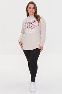 TAUPE/MULTI Plus Size Butterfly Graphic Tunic, image 4