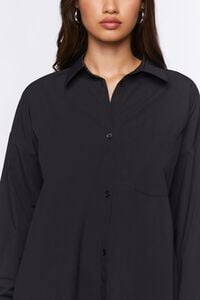 BLACK Oversized Longline Poplin Shirt, image 5