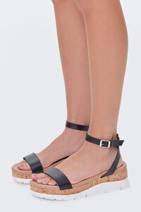 BLACK Cork Ankle-Strap Flatform Sandals, image 2