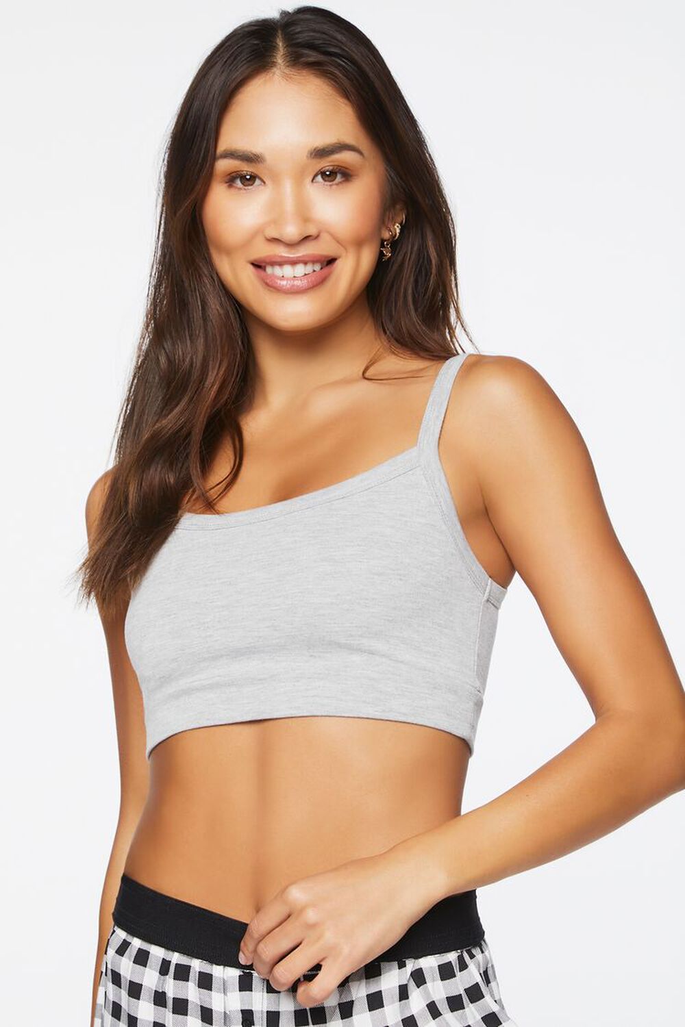 HEATHER GREY French Terry Lounge Cropped Cami, image 1