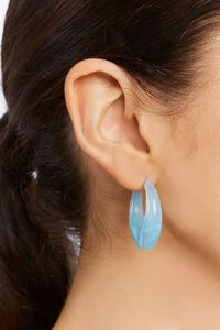 BLUE Marble Open-End Hoop Earrings, image 1