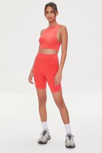 RED Ribbed Knit Cropped Tank Top, image 4