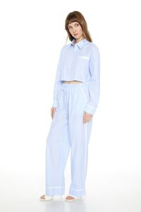 BLUE/WHITE Striped Shirt & Pants Set, image 2