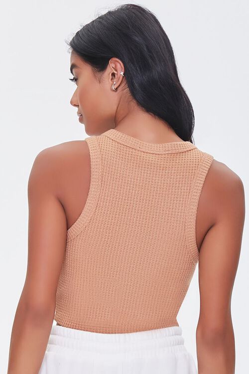 CAMEL Cropped Waffle Knit Tank Top, image 3
