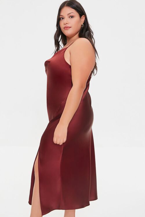 WINE Plus Size Satin Slip Dress, image 2