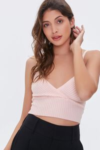 BLUSH Ribbed Sweater-Knit Cropped Cami, image 1