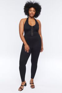 BLACK Plus Size Lace-Up Jumpsuit, image 4