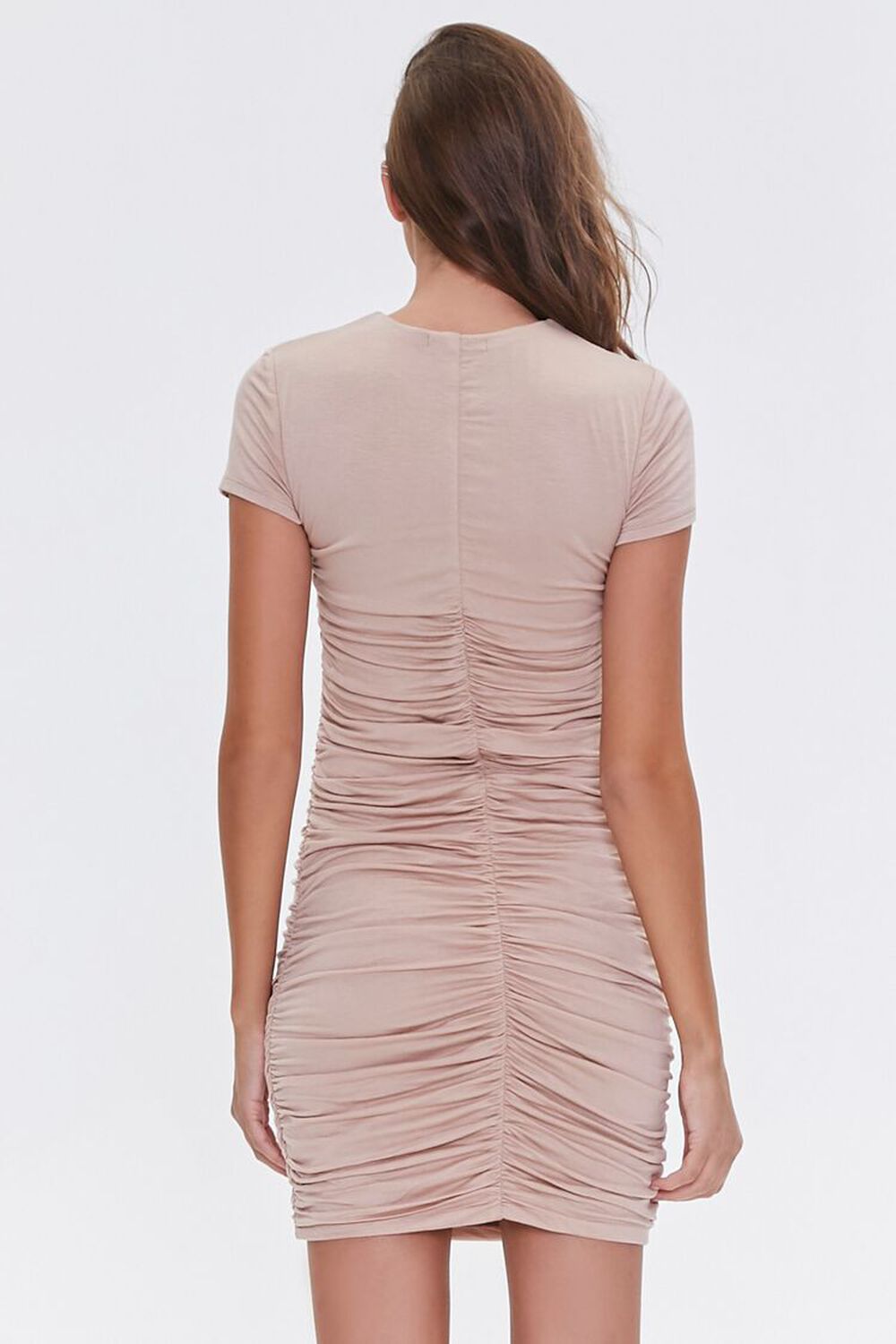 TAUPE Ruched Bodycon Mini Dress, image 3