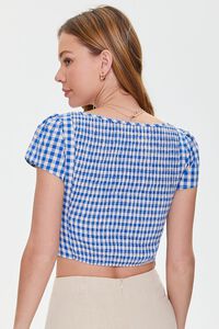 BLUE/WHITE Gingham Cutout Crop Top, image 3