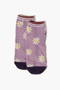 Striped Floral Print Ankle Socks, image 2