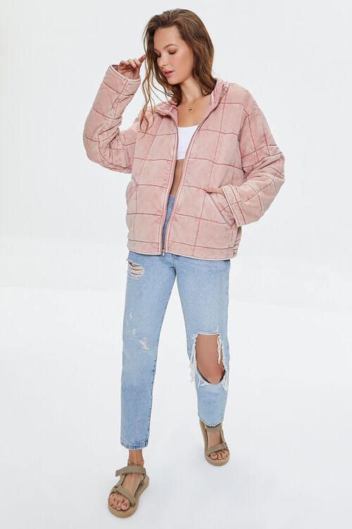 DUSTY PINK Quilted Zip-Up Jacket, image 4