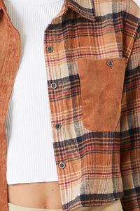 BROWN/MULTI Plaid Flannel Cropped Shirt, image 5