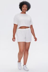 WHITE Plus Size French Terry Shorts, image 5