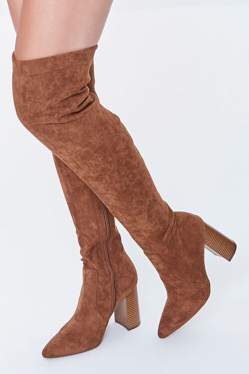 TAN Faux Suede Over-the-Knee Boots, image 1