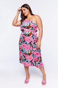 Plus Size Floral One-Shoulder Midi Dress, image 4