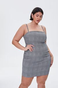 BLACK/GREY Plus Size Plaid Cami Mini Dress, image 1