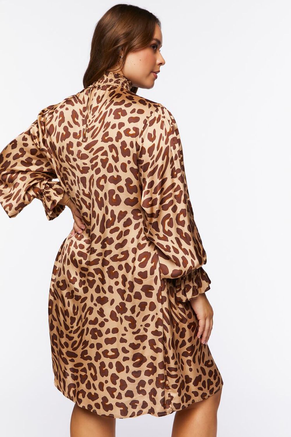 TAUPE/BROWN Plus Size Leopard Print Mini Dress, image 3