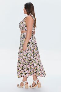Plus Size Floral Print Crop Top & Skirt Set, image 2
