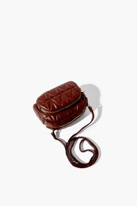 BROWN Quilted Faux Leather Crossbody Bag, image 4