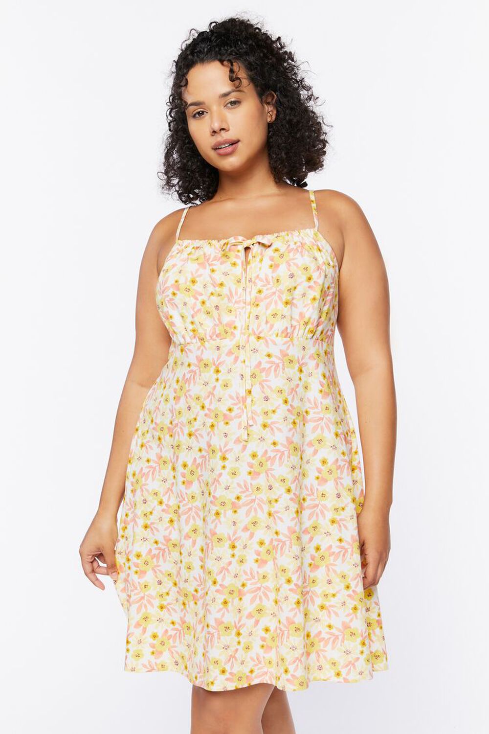 YELLOW/MULTI Plus Size Floral Print Cami Dress, image 1